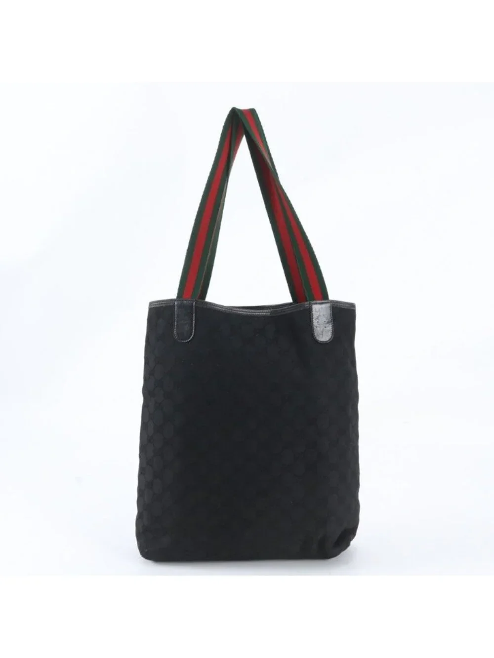 Gucci GG Canvas Sherry Line Leather Tote Shoulder Black
